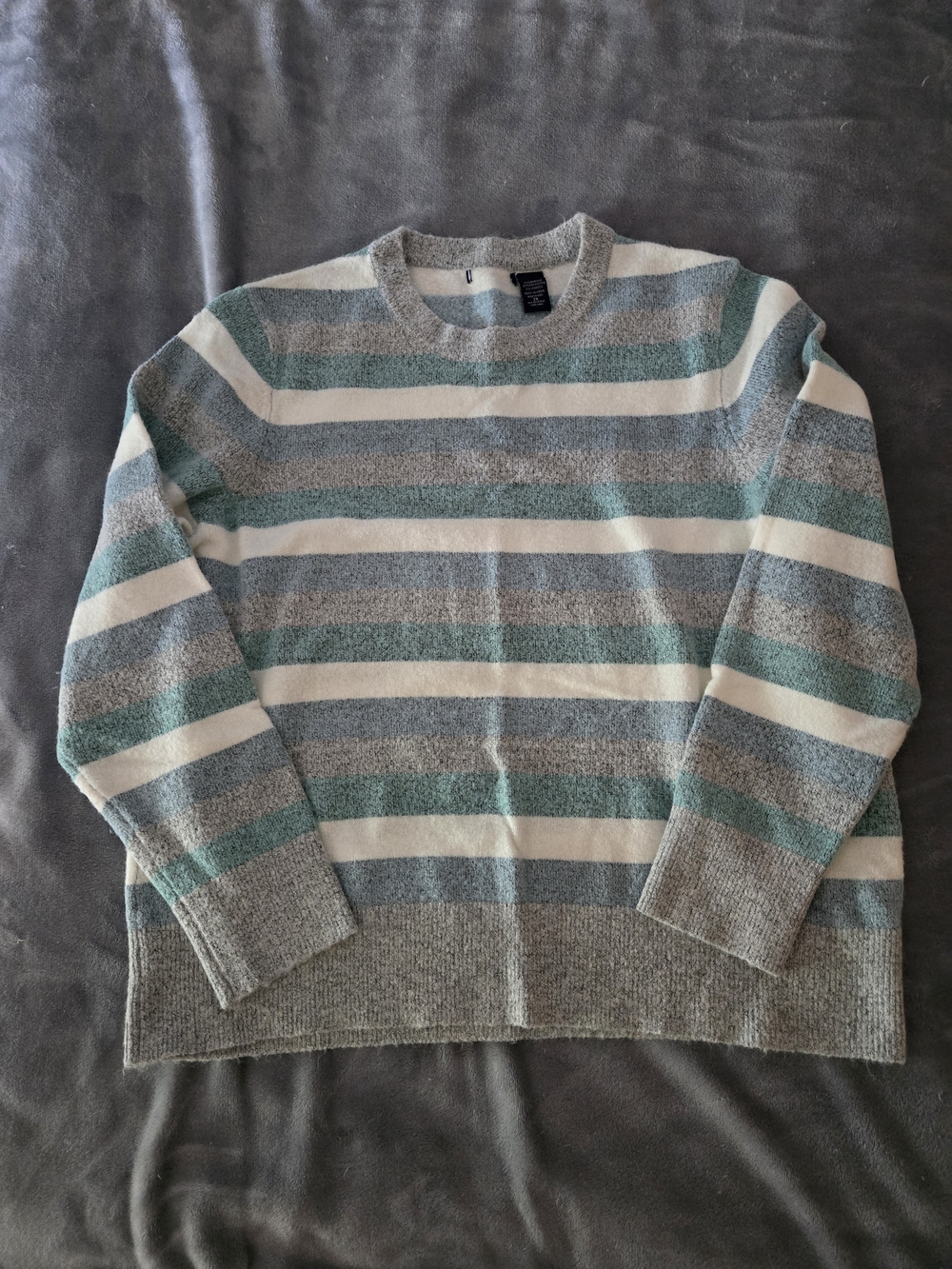 Architect Striped Crewneck Sweater - Gray, White & Teal